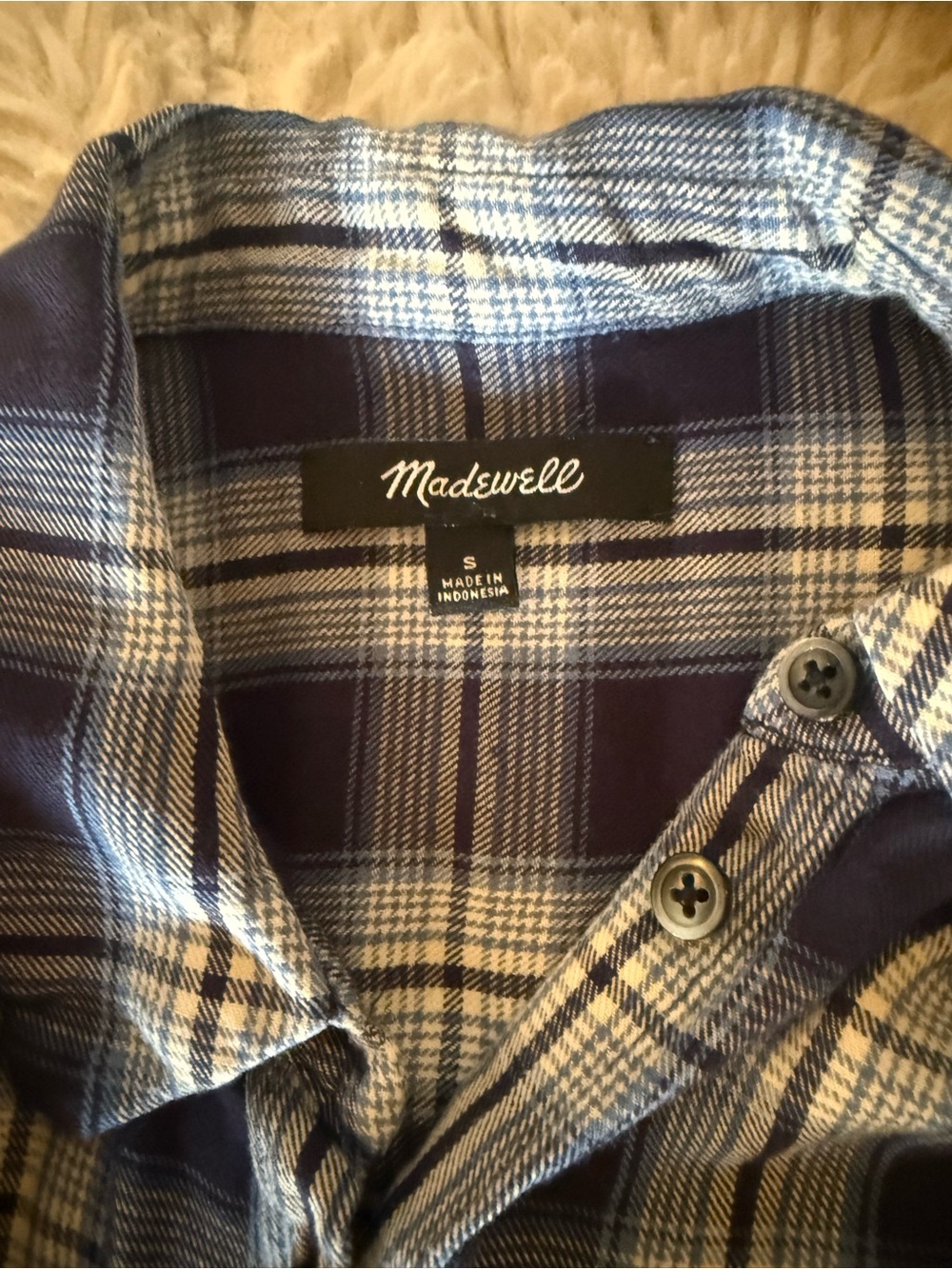 Madewell Blue and Light Blue Plaid Button-Down Shirt